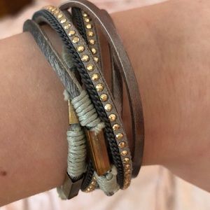 Clasp Bracelet with Gold Designs